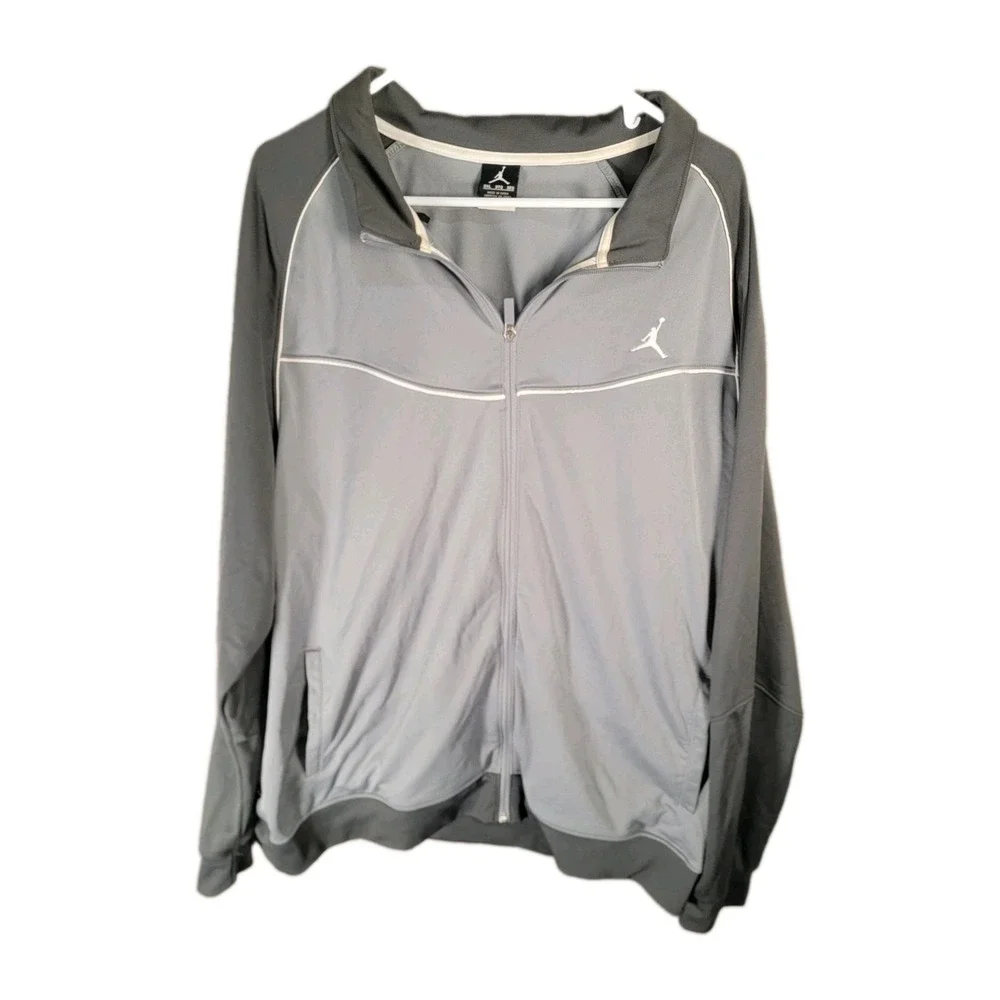 Nike Air Jordan Track Jacket Mens 3XL Gray Full Zip Jumpman Dri-Fit Warm Up Flaw